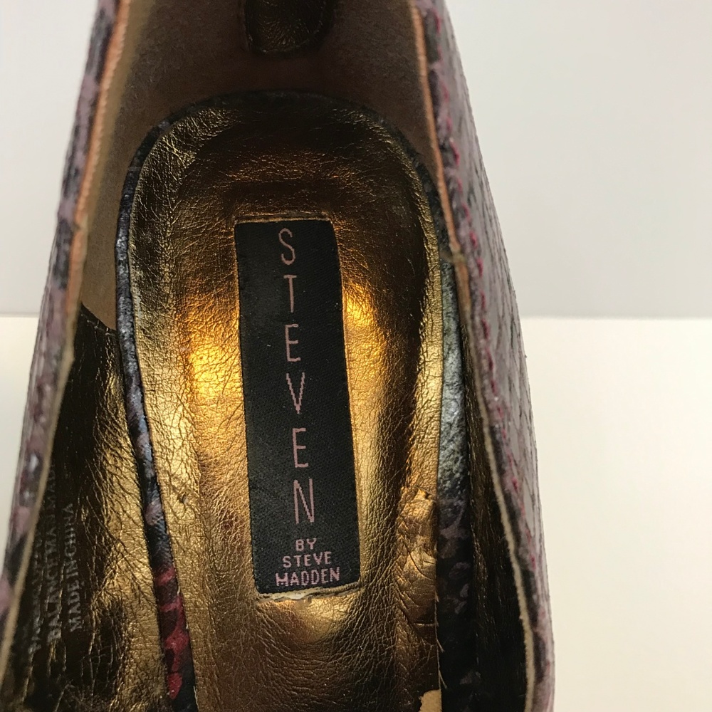 Steven By Steve Madden Snake Skin Peep Toe Heels - image 7